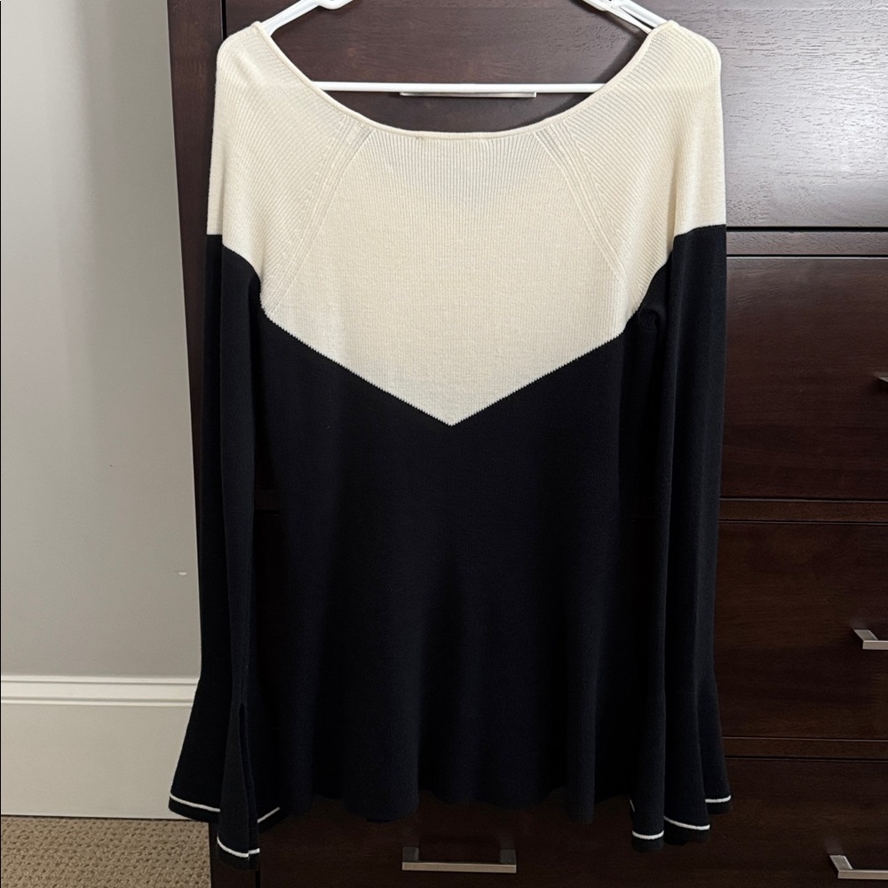 Ann Taylor Cream and Black Peplum Sweater - Picture 4 of 6